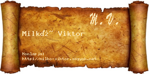 Milkó Viktor névjegykártya